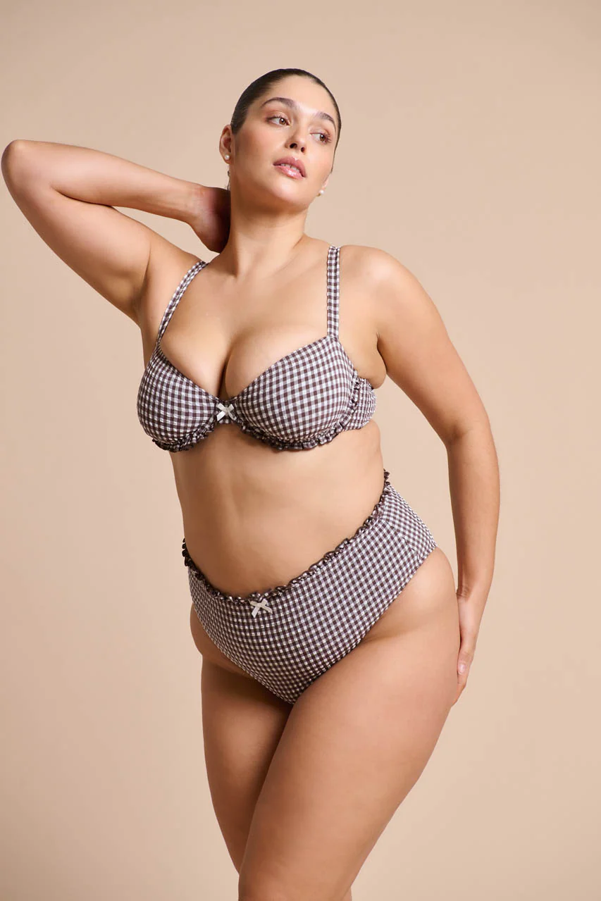 Ari Swim High Waist Espresso Gingham - Image 8